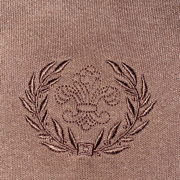 BLAIR mock turtleneck long sleeve chocolate brown embroidered crest fall size M - Picture 3 of 10